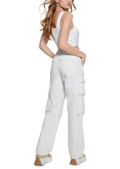 Guess Women's Kori High Rise Wide Leg Cotton Cargo Jeans - CLOUD WHITE