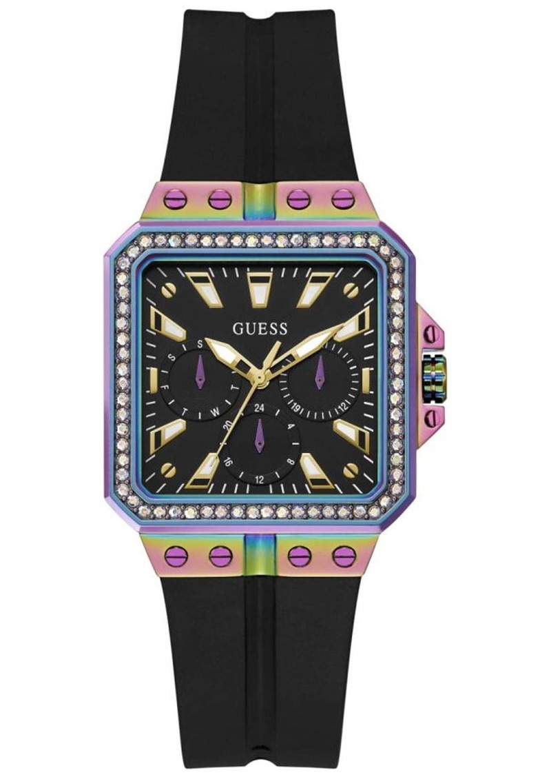 Guess Women's Libra Black Silicone Black Dial Watch