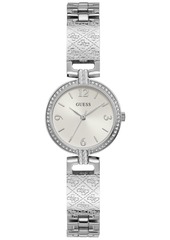 Guess Women's Logo-Textured Stainless Steel Bracelet Watch 27mm