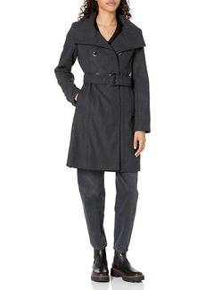 GUESS Women's Long Belted Double-Breasted Wool Coat