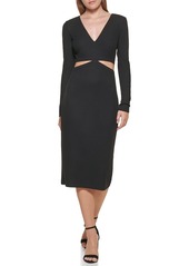 GUESS Women's Long Jersey Dress with Studded Sleeve and Ruched Waist