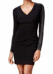 GUESS Women's Long Jersey Dress with Studded Sleeve and Ruched Waist