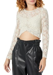 GUESS Women's Long Sleeve Ariel Waisted Lace Top