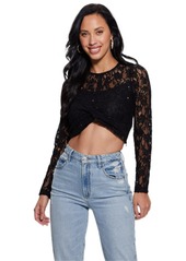 GUESS Women's Long Sleeve Ariel Waisted Lace Top