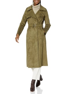GUESS Women's Long Sleeve Baraa Faux Suede Trench