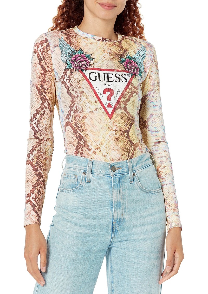 GUESS Women's Long Sleeve Logo Bodysuit  Extra Small