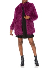 GUESS Women's Long Sleeve Maurizia Faux Fur Coat  Extra Small