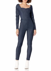 GUESS Women's Long Sleeve Naia Stretch Denim Jumpsuit  Extra Small