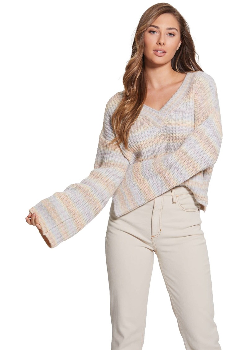 GUESS Women's Long Sleeve Neena V-Neck Sweater