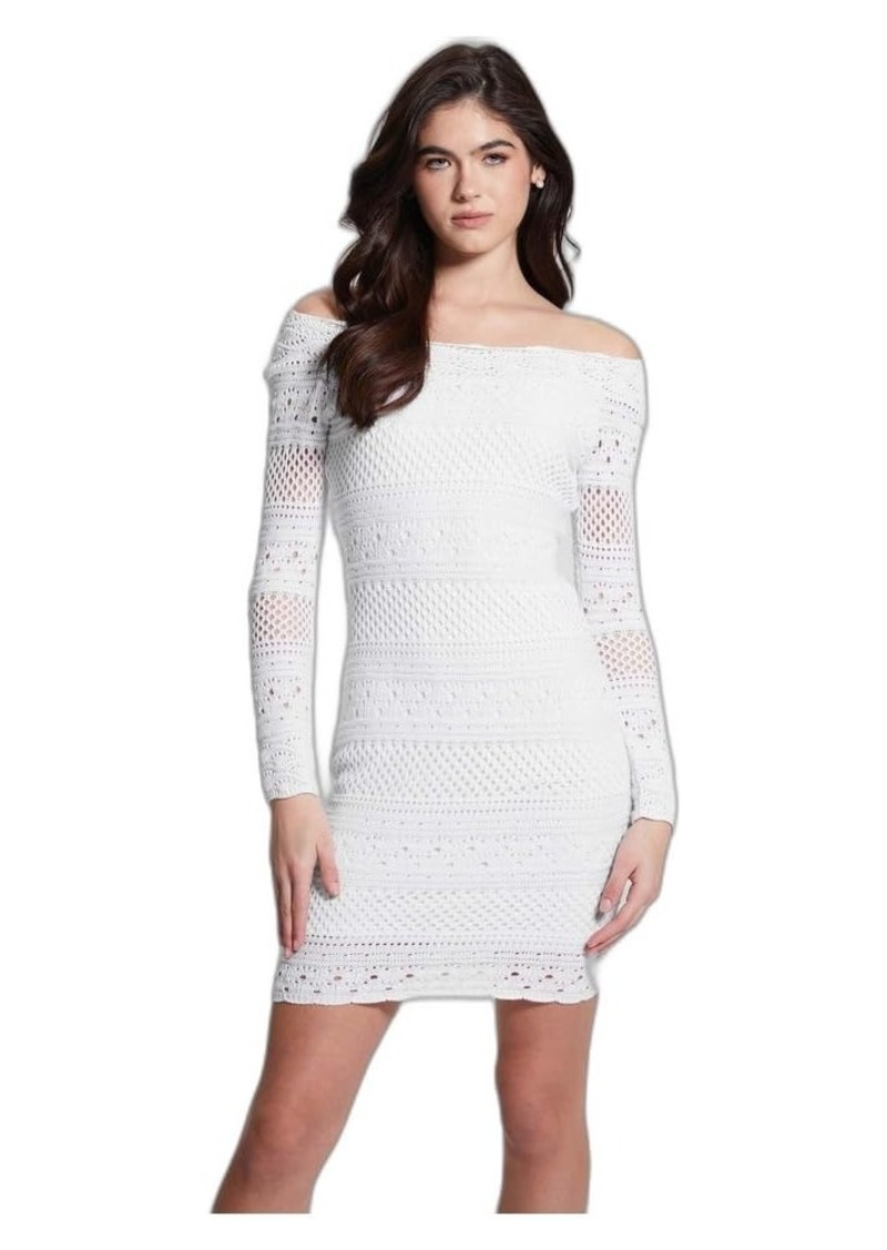 GUESS Women's Long Sleeve Open Back Crochet Amelie Dress