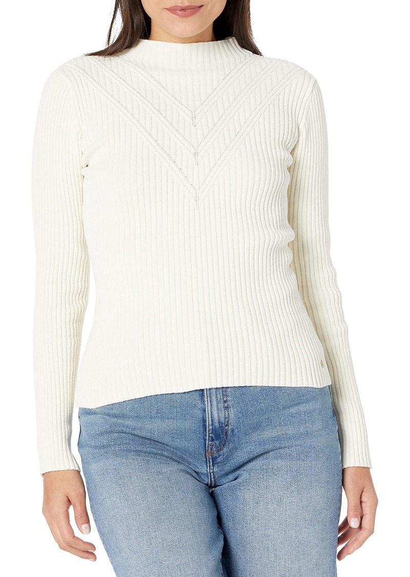 GUESS Women's Long Sleeve Rita Funnel Neck Cable Sweater