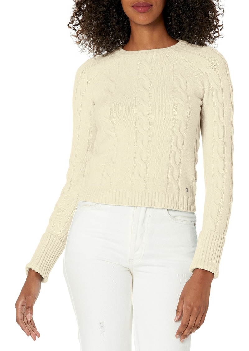 GUESS Women's Long Sleeve Round Neck Denise Cable Sweater