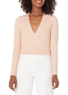 GUESS Women's Long Sleeve V Neck Lucie Crop Top Sweater