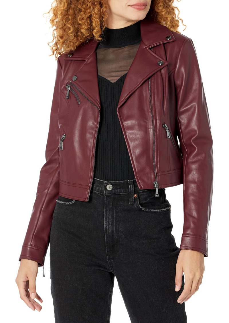 GUESS Women's Long Sleeve Venom Cropped Moto Jacket