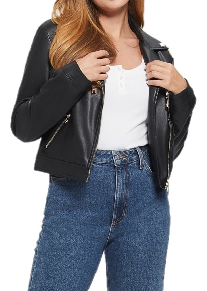 GUESS Women's Long Sleeve Venom Cropped Moto Jacket