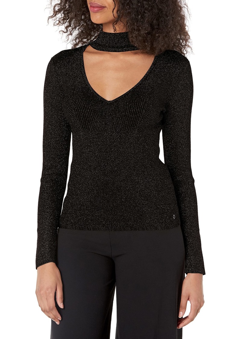 GUESS Women's LS Lexie Lurex Mock Neck Sweater  Extra Small