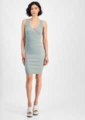 Guess Women's Lucille Rib-Knit Faux-Wrap Sleeveless Dress - MALIBU SAGE