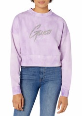 GUESS Women's Lucinda Crew Neck Fleece Sweatshirt Paradise TIE DYE Extra Large