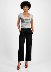 Guess Women's Megan Satin Cargo Pants - Brick Rose