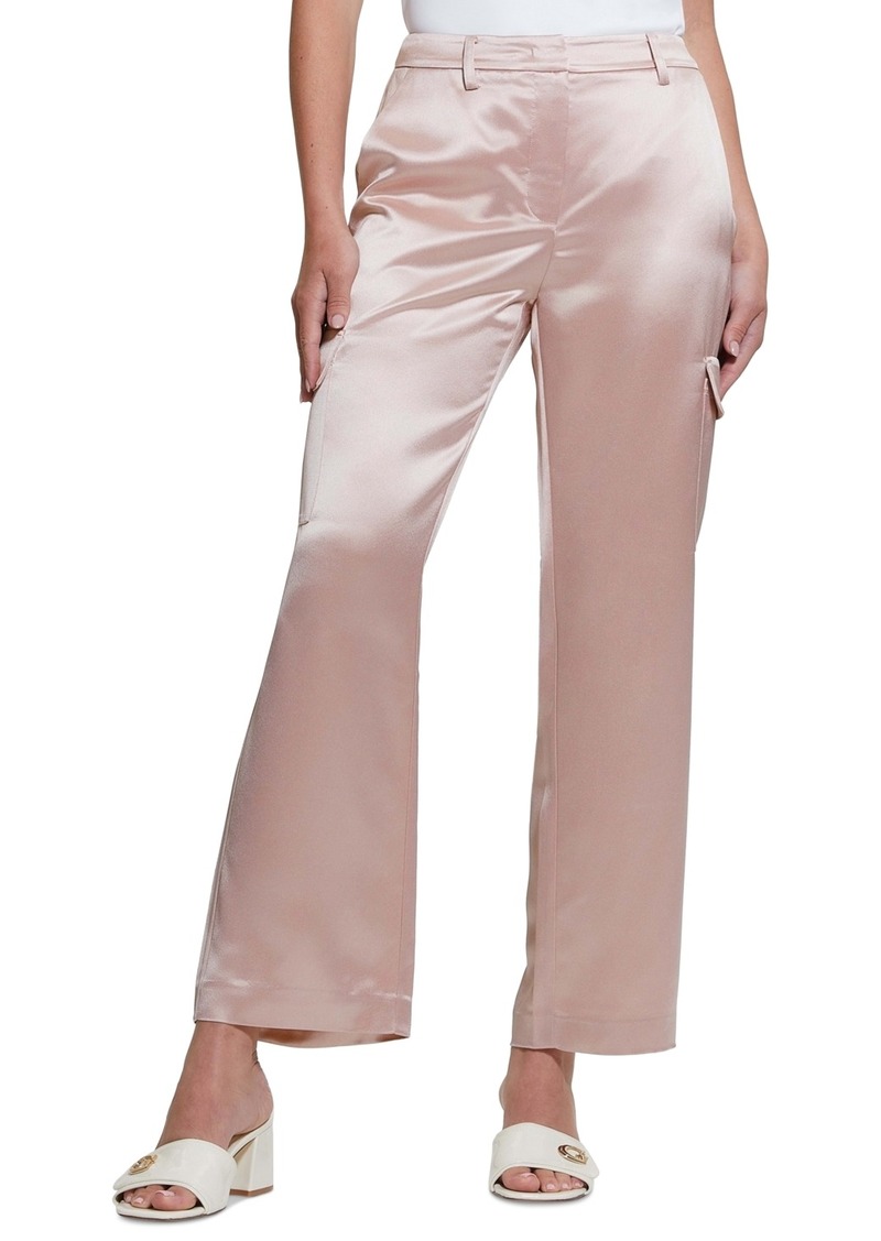 Guess Women's Megan Satin Cargo Pants - Brick Rose