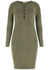 Guess Women's Melissa Long-Sleeve Ribbed Knit Bodycon Dress - Lichen Leaf Green