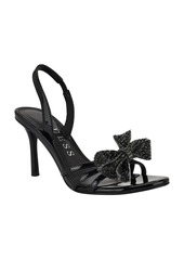 Guess Women's Merle Rhinestone Bow Embellished Slingback Pumps - Black Patent