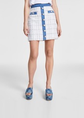 Guess Women's Natalie Tweed Mini Skirt - Check Tweed Wht/dnm wht