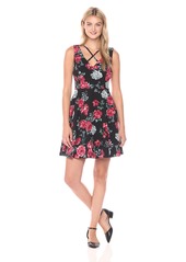 GUESS Women's Printed Scuba Fit and Flare Dress
