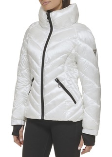 GUESS Women's Puffer Storm Cuffs– Quilted Transitional Jacket