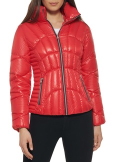 GUESS Fall Puffer Quilted Jackets for Women red