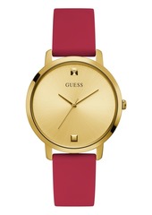 Guess Women's Red Gold Diamond Silicone Watch 30MM