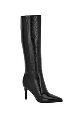 Guess Women's Richee Tall Shafted Pointy Toe Knee High Dress Boots - Gold Snake