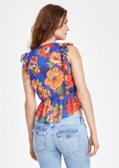 Guess Women's Rossella Printed Ruffled Top - FIGEUROA FLORAL PRINT