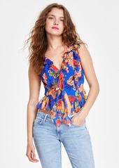 Guess Women's Rossella Printed Ruffled Top - FIGEUROA FLORAL PRINT