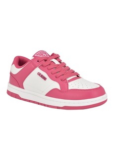 Guess Women's Rubinn Lace-Up Logo Detail Sneakers - Medium Pink, White - Faux Leather