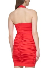 Guess Women's Ruched Bodycon Halter Dress - Red