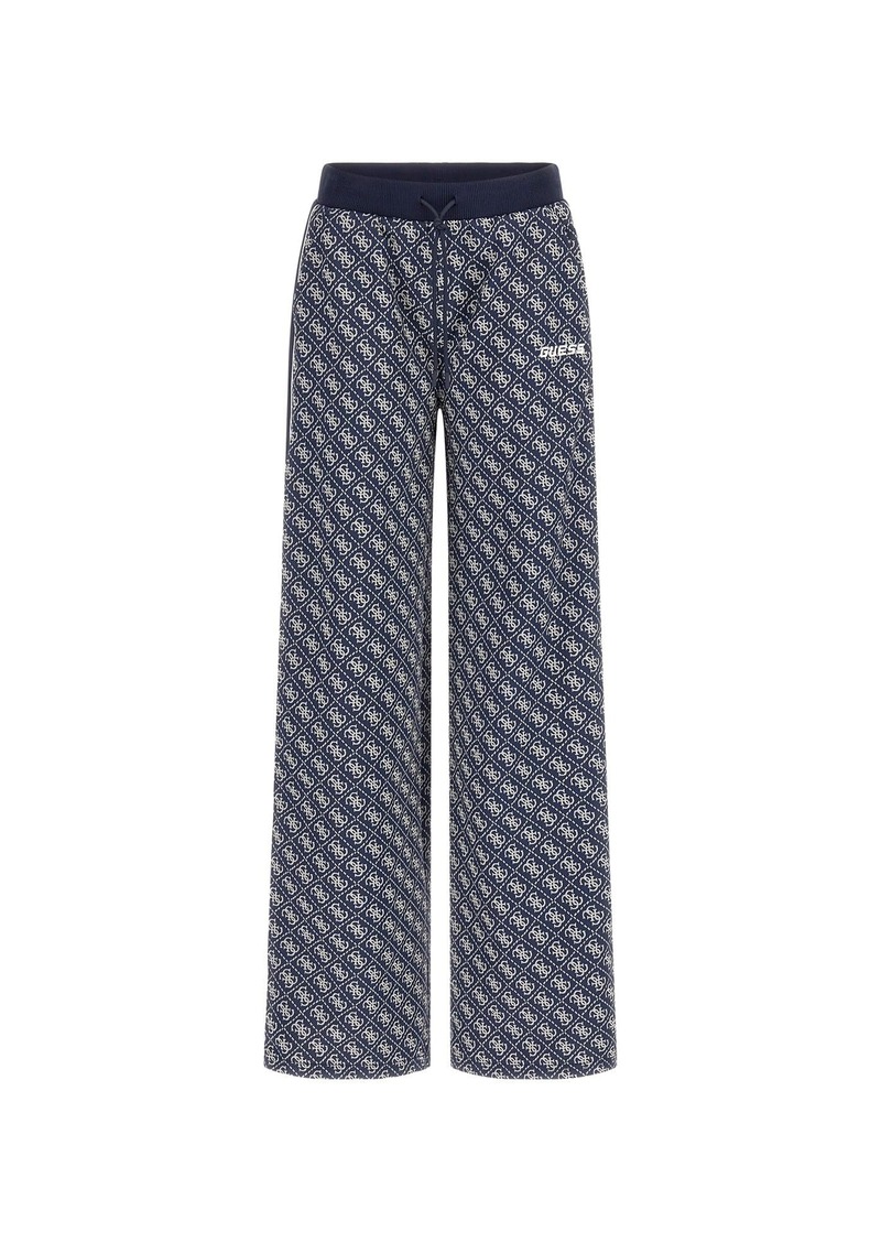 GUESS Women's Sarah Logo Straight Long Pant 4G Rhombus Ocean Jacquard