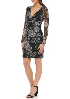 GUESS Women's Screen Printed Lace V-Neck Dress