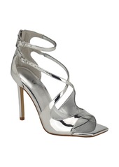 Guess Women's Sella Open Toe Cross Strap Single Sole Heels - Silver