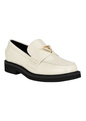 Guess Women's Shatha Logo Hardware Slip-on Almond Toe Loafers - Taupe Logo Multi- Textile, Manmade