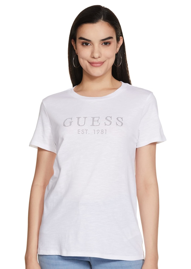 GUESS Women's Short Sleeve 1981 Crystal Easy Tee