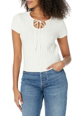 GUESS Women's Short Sleeve Cable Cut Out Mariana Sweater