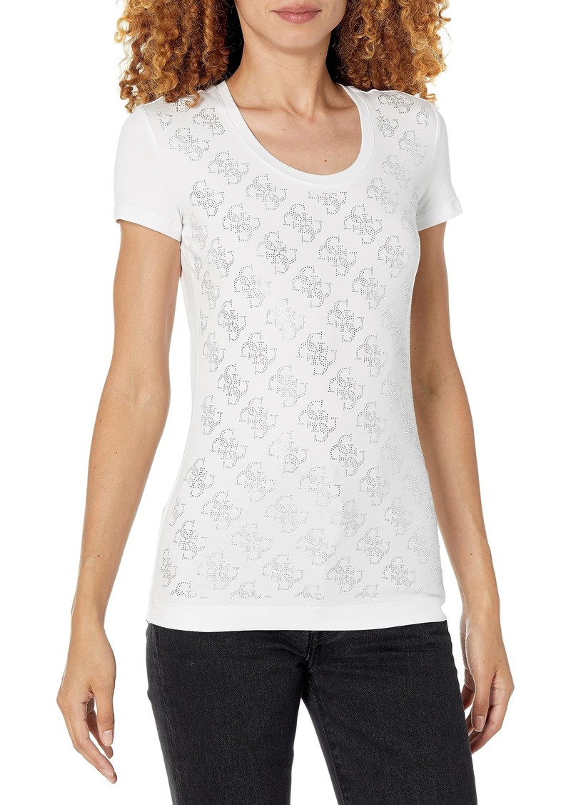 GUESS Women's Short Sleeve Crew Neck 4G Allover Tee Shirt