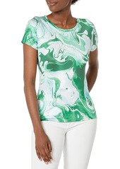 GUESS Women's Short Sleeve Crystal Tee  Extra Small