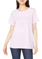 GUESS Women's Short Sleeve Dye Resist Triangle Logo Tee  Extra Small