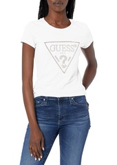 GUESS womens Short Sleeve Embellished Logo Tee T Shirt   US