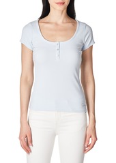 GUESS Women's Short Sleeve Karlee Jewel Button Henley  Extra Large