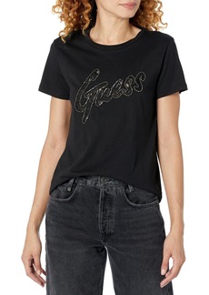 GUESS Women's Short Sleeve Lace Logo Easy Tee