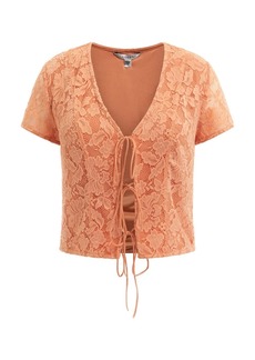GUESS Women's Short Sleeve Nia Lace Up Top