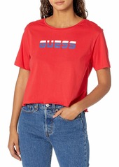 GUESS Women's Short Sleeve Printed Cropped Logo Active T-Shirt  S